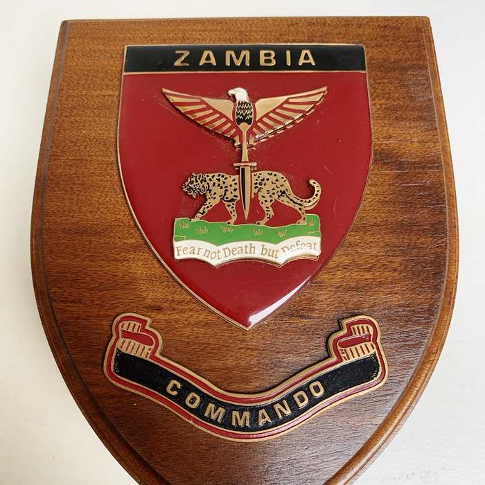 ZAMBIA Africa Special Forces PARA Battalion STRENUE Wooden Shield Plaque