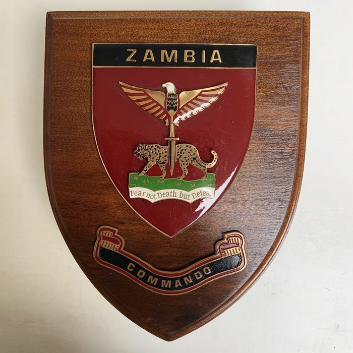 ZAMBIA Africa Special Forces PARA Battalion STRENUE Wooden Shield Plaque