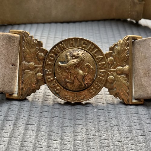 Africa Cape Town Highlanders Early Brass Buckle with white Belt 1900 CO2564-2 w