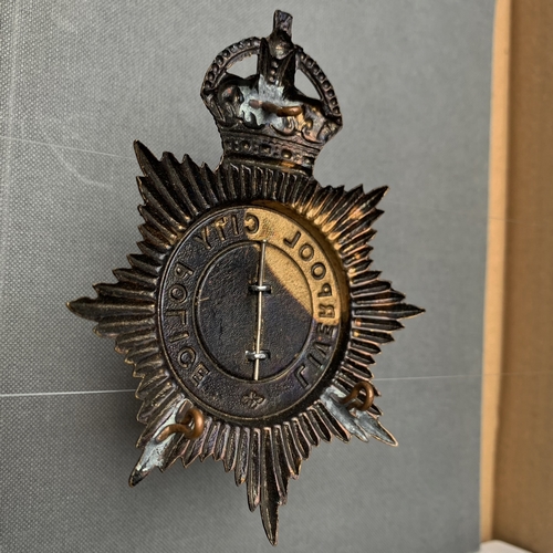 Liverpool City Police Mutual Aid With King's Crown Helmet Badge Plate