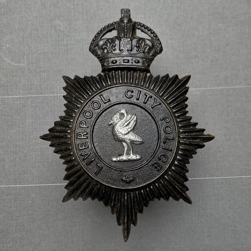 Liverpool City Police Mutual Aid With King's Crown Helmet Badge Plate