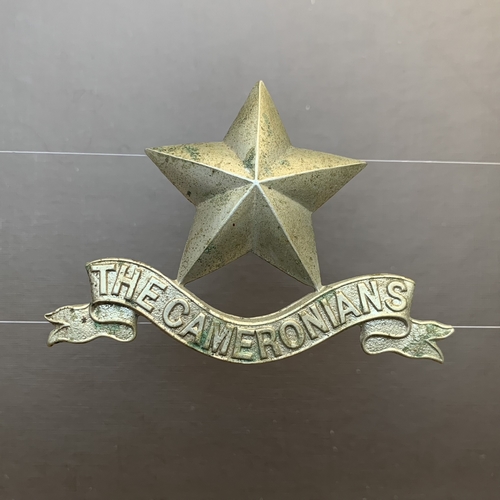 WW1 ARMY Scottish Rifles The Cameronians Regiment PIPERS GLENGARRY Cap Badge