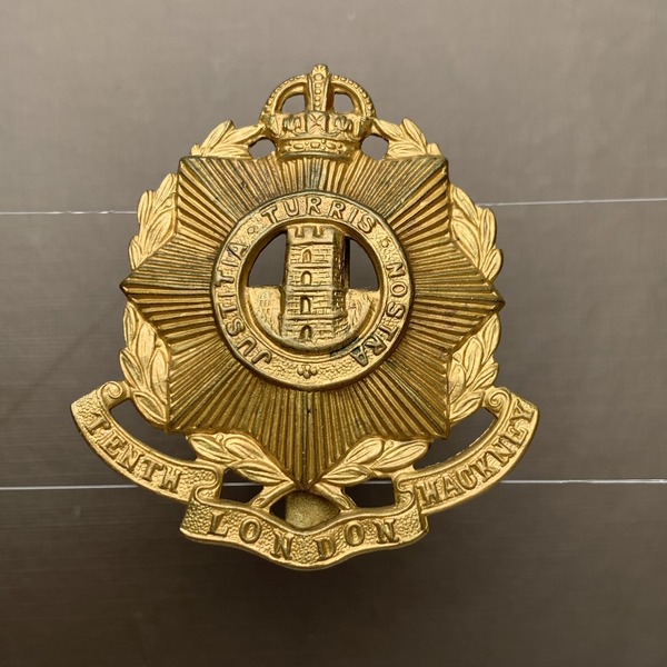 British 10th County of London Regiment Hackney Rifles Cap Badge post 1912-1 w
