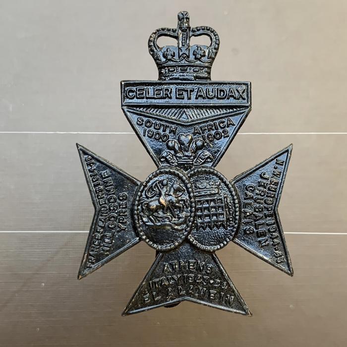 British 6th London Regiment Queen's Westminster & Civil Service Rifles Cap Badge - Queen's Crown-2 w