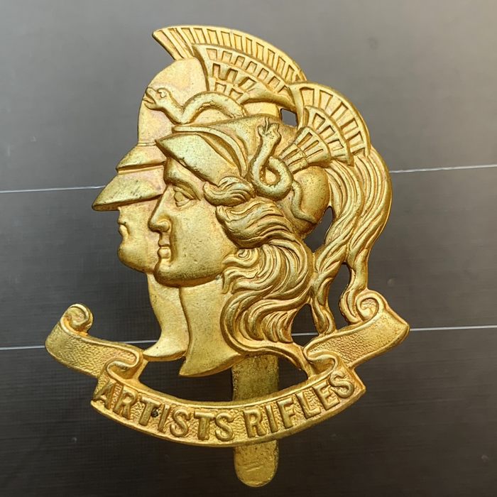 WW1 British The Artistes Rifles Cap Badge insignia with Slider-1 w