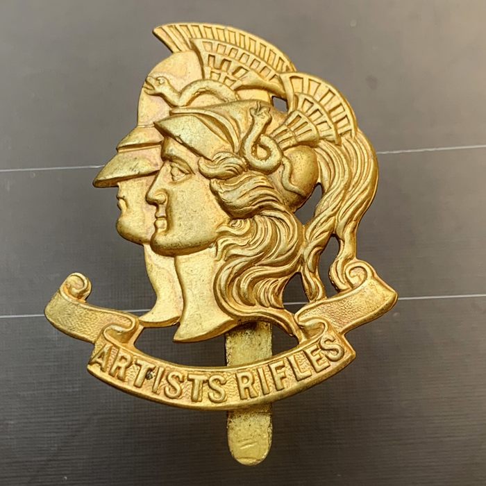WW1 British The Artistes Rifles Cap Badge insignia with Slider