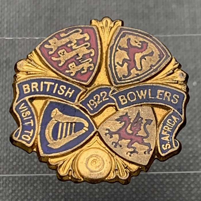 Bowlers Badge British Bowlers visit to South Africa 1922 _ Maker Robert Scott Glasgow