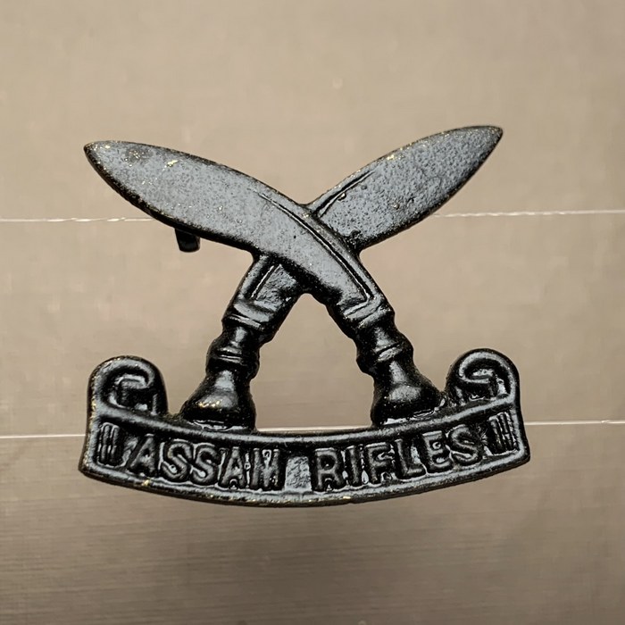 Indian Army Assam Rifles Blackened Brass Cast Cap Badge-2 w