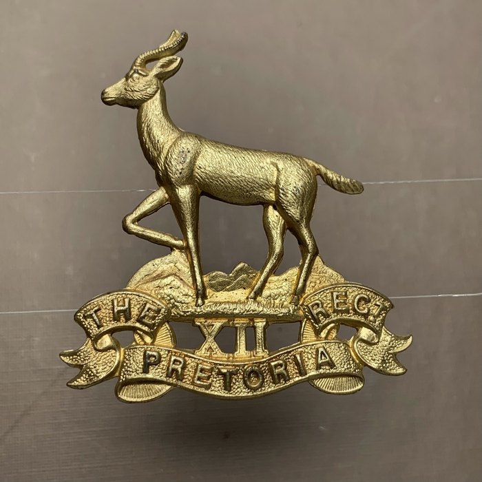 Pretoria 12th Regiment 1914-1931 Gilding metal Officers Helmet Badge CO672 w