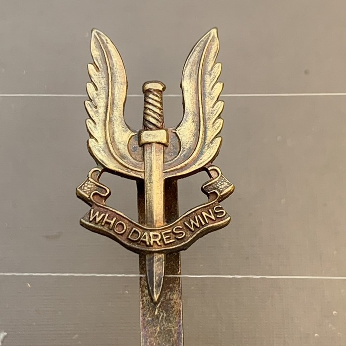 WW2 Special Air Service SAS Officers Cap Badge All Brass Slider