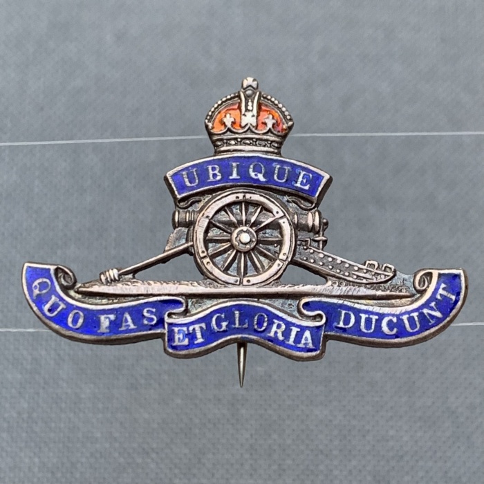 Royal Artillery Sweetheart Brooch Sterling Silver Badge WW2-1950s