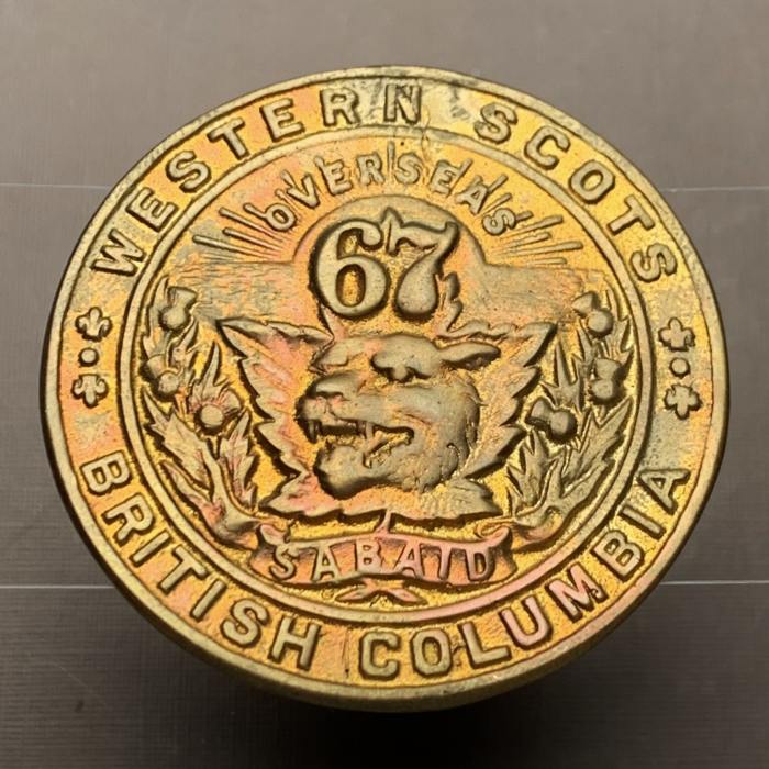 Canada 67th B.C. British Columbia Highlanders Western Scots Cap Badge CEF WW1