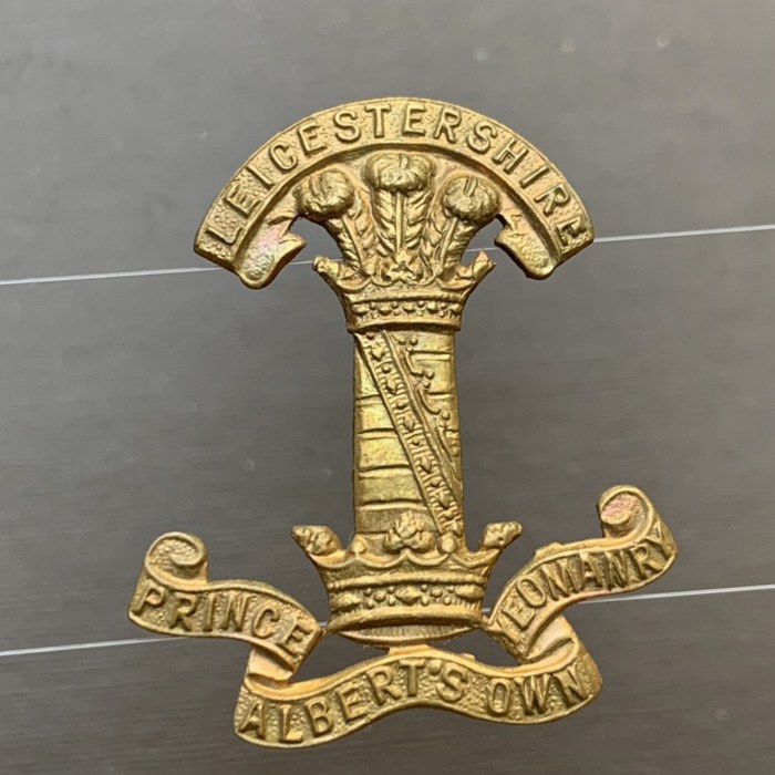 The Prince Albert’s Own Leicestershire Yeomanry Gilding Metal Cap Badge Insignia lugs