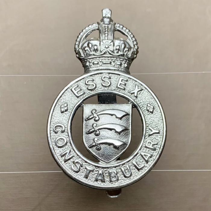 British Essex Constabulary Police King's Crown cap Badge