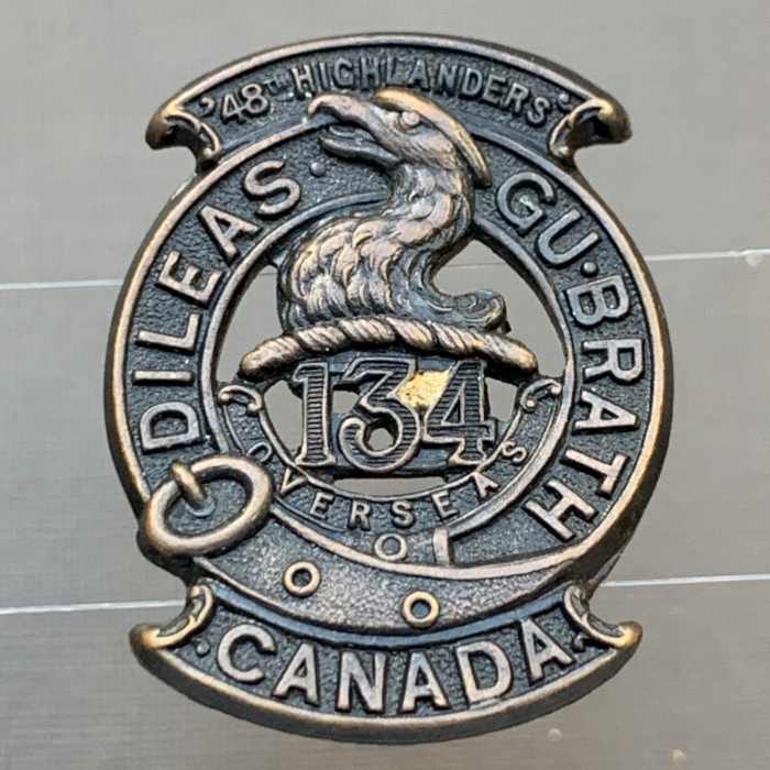 Canada Cef A 134Th Infantry Battalion 48Th Highlanders Glengarry Badge