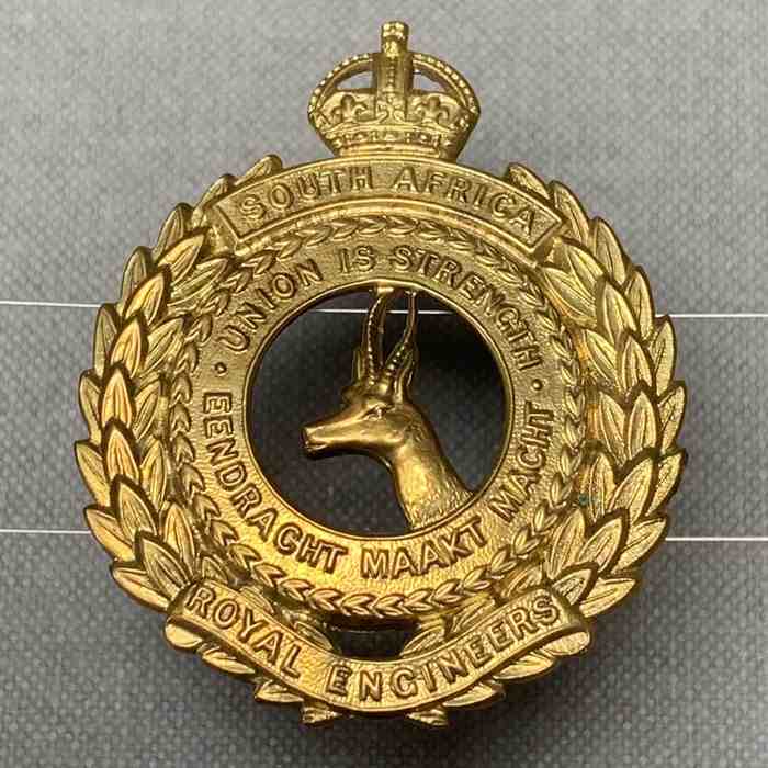 South Africa Royal Engineers Cap Badge JR Gaunt Worn in WW1 France 1916 - 1918