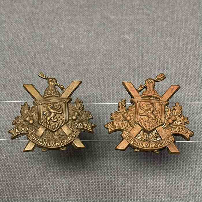 South Africa Scottish Cape Town Highlanders Brass Collar badges  1915 - 1919 CO226