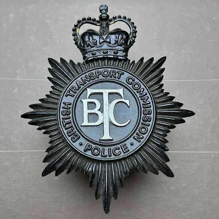 British Transport Commission Police Night Helmet Badge BTC