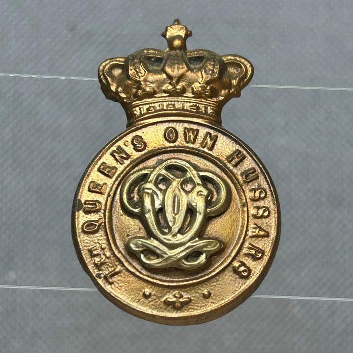 British 7th Queen’s Own Hussars Victorian OR’s collar badge 1896-1901