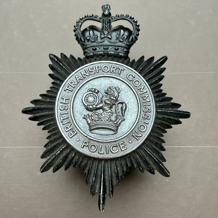 British Transport Commission Police Helmet Plate with Queen's Crown