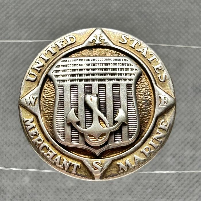 Early WWII US Merchant Marine Officer Badge in Sterling by A. E. Co.