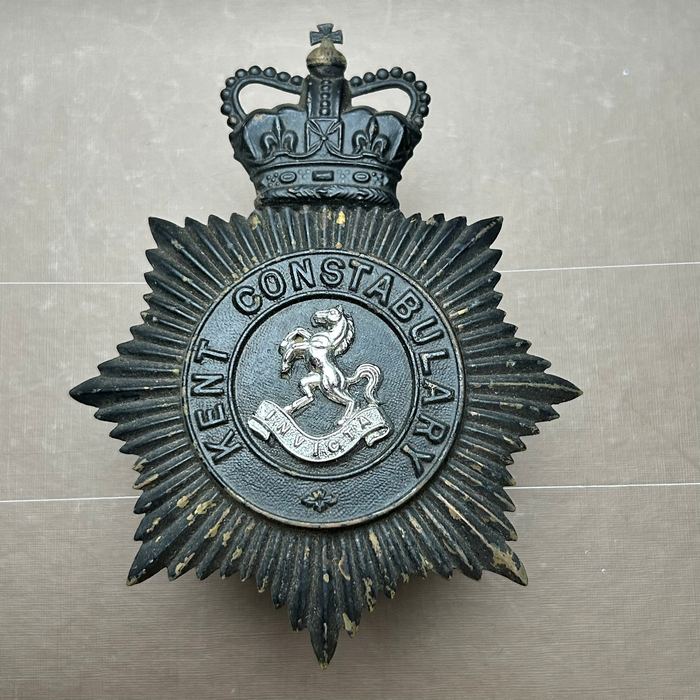 Kent County Constabulary Night Helmet Plate badge Queens Crown
