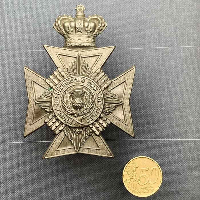 Duke of Edinburgh Own Volunteer Rifles White Metal Helmet plate worn prior to 1899