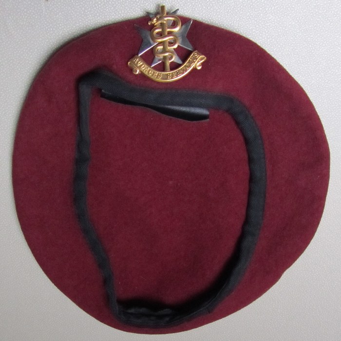 SA South African Army SADF SAMS Medical Maroon Beret with badge