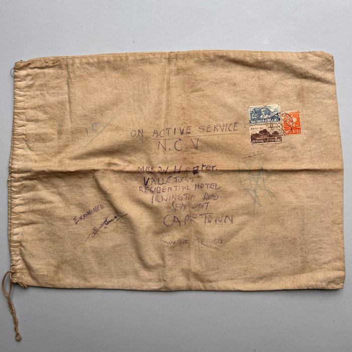 South Africa Cape Town N.C.V. Cloth POSTAL Bag with Stamps 1953 w South Africa Cape Town N.C.V. Cloth POSTAL Bag with Stamps 1953