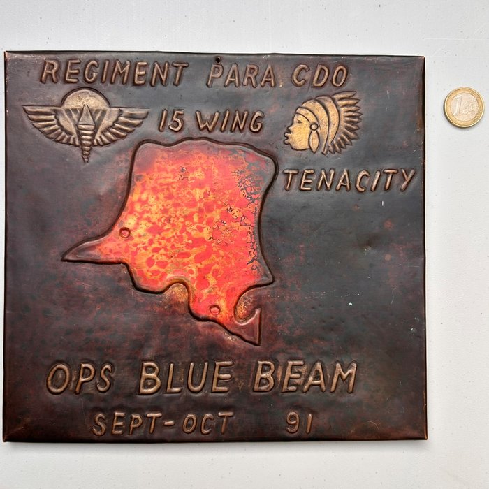 Belgium Regiment Para commando OPS BLUE BEAM operation Sept Oct 1991 Bronze Plaquette