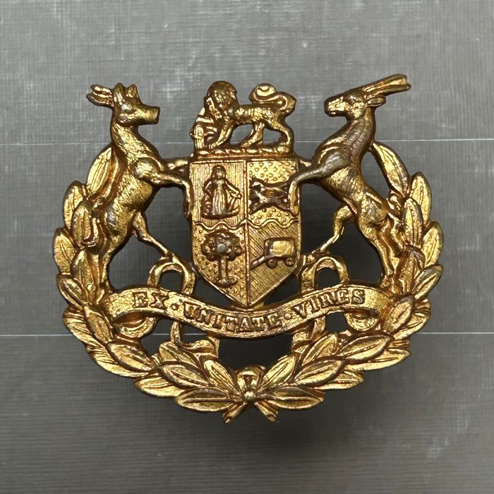 WW2 South African Defence Force Service Brass Cap Badge lugs