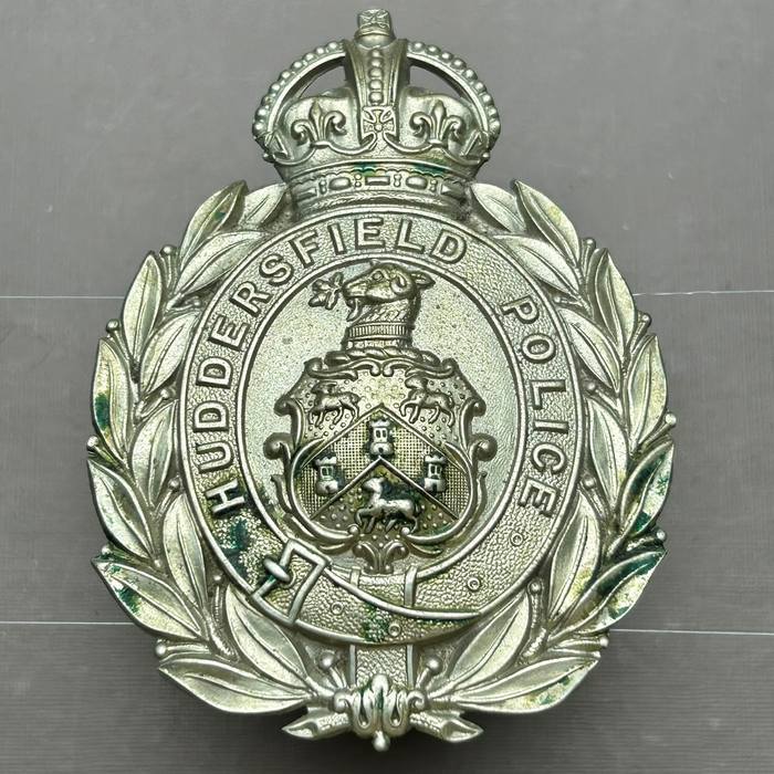 British Huddersfield Police King's crown Helmet Plate